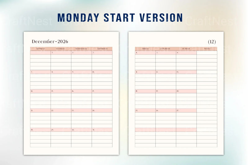 Monthly Organizer Template - CraftNest - Digital Crafting and Art