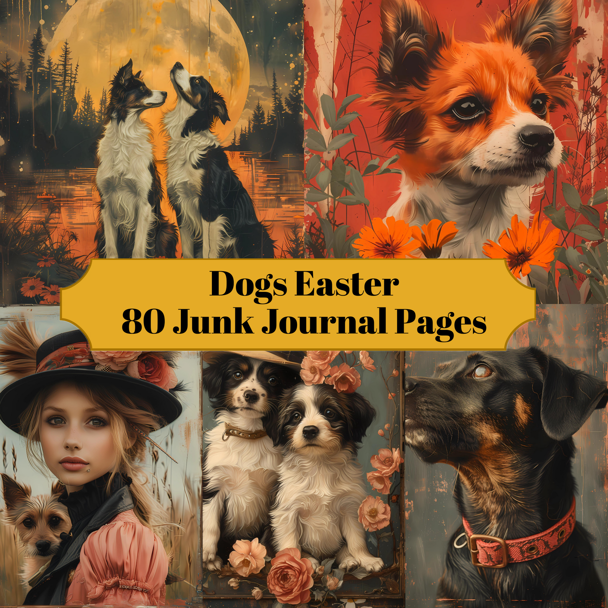 Dogs Easter Junk Journal Pages - CraftNest