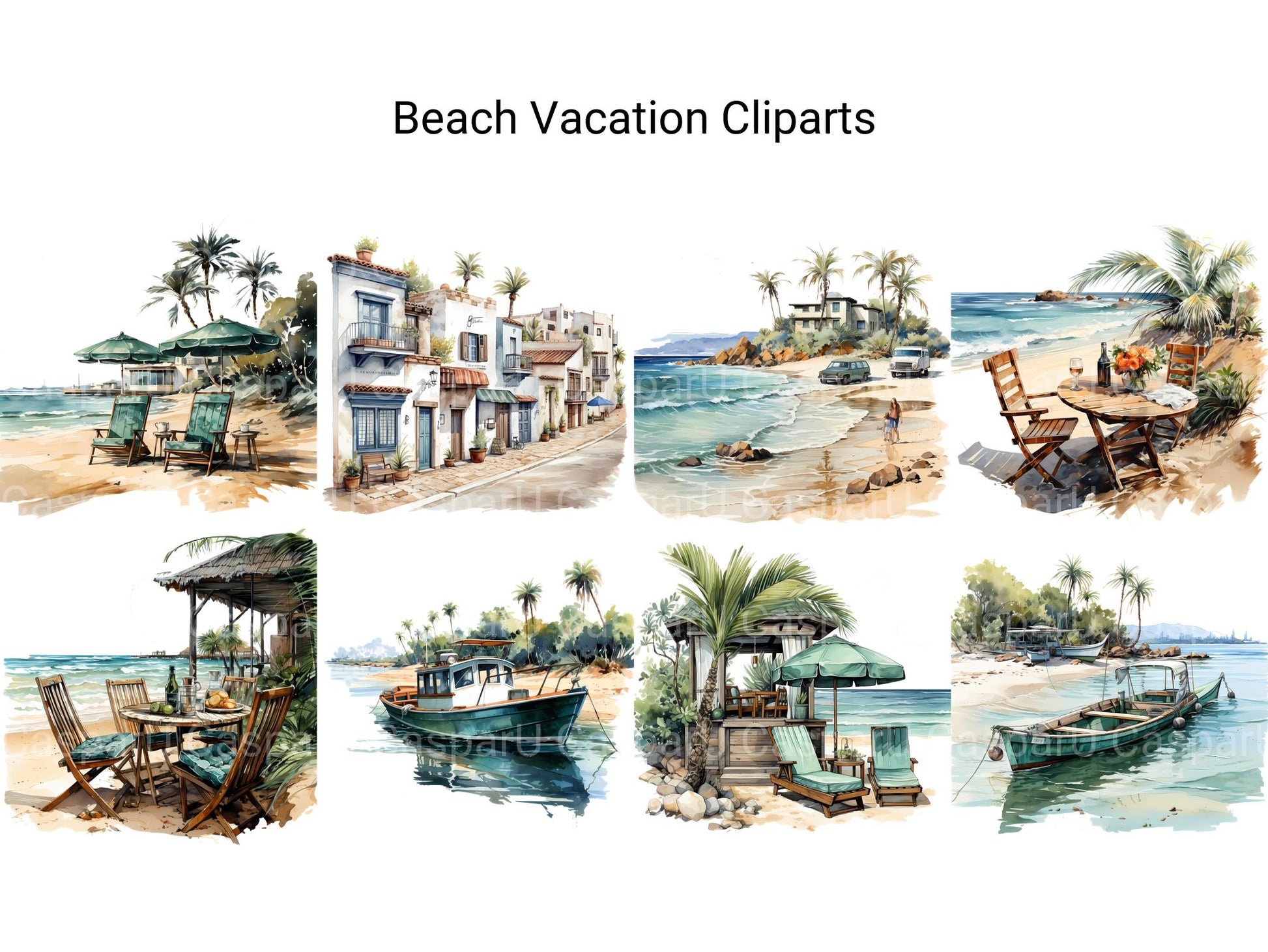 Beach Vacation Clipart - CraftNest