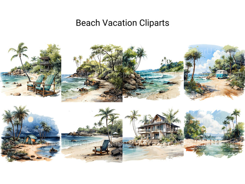 Beach Vacation Clipart - CraftNest