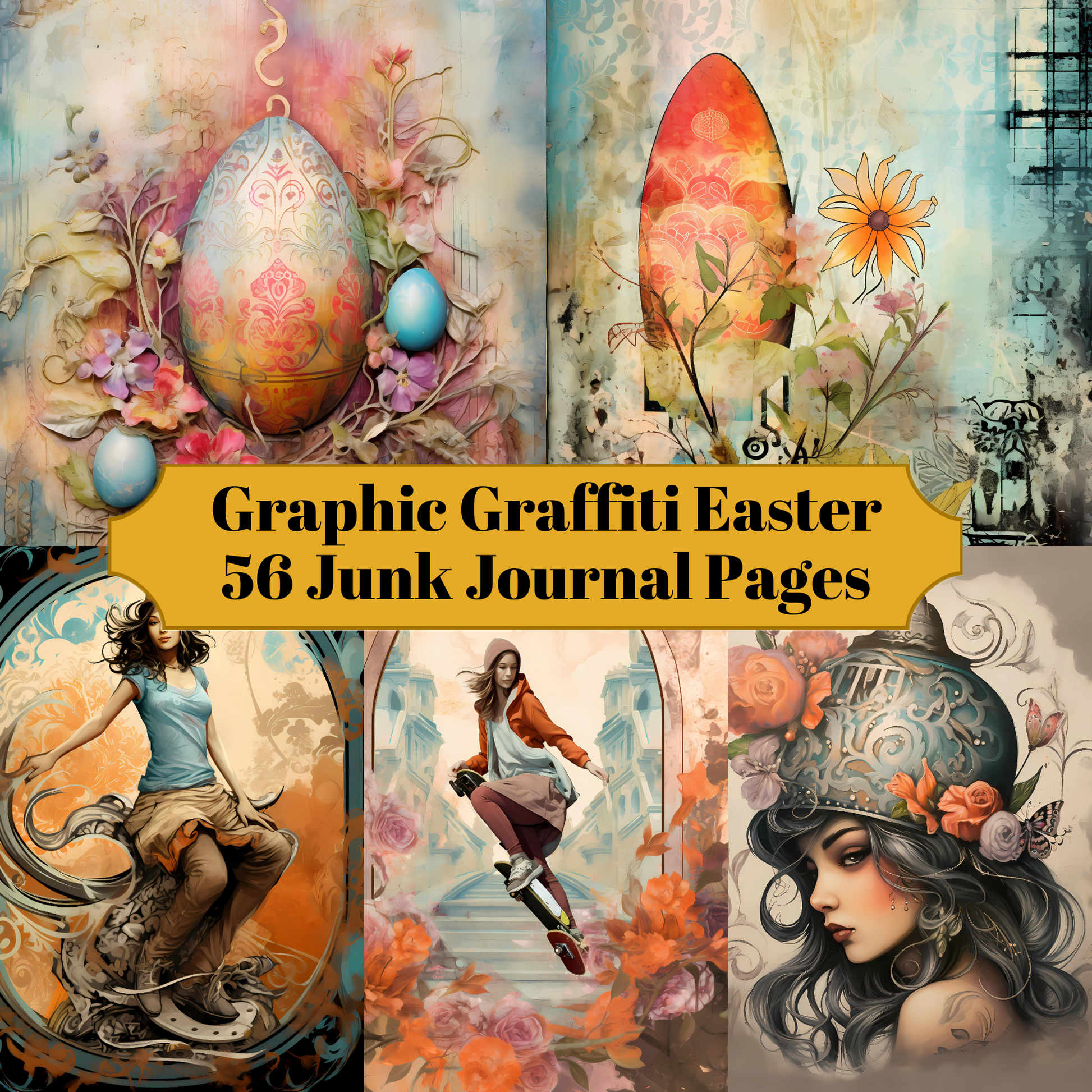 Graphic Graffiti Easter Junk Journal Pages - CraftNest