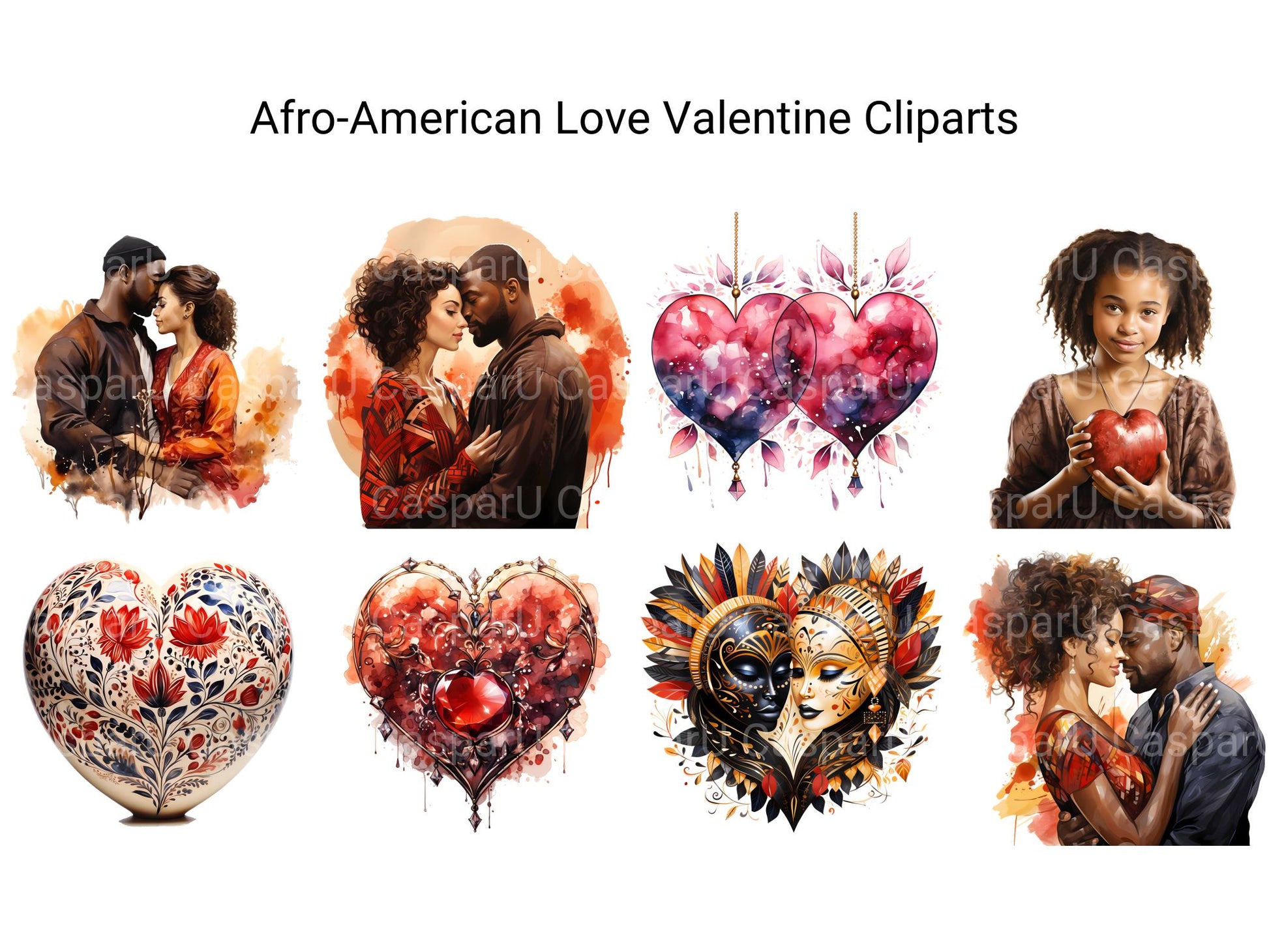 Afro-American Love Valentine Clipart - CraftNest