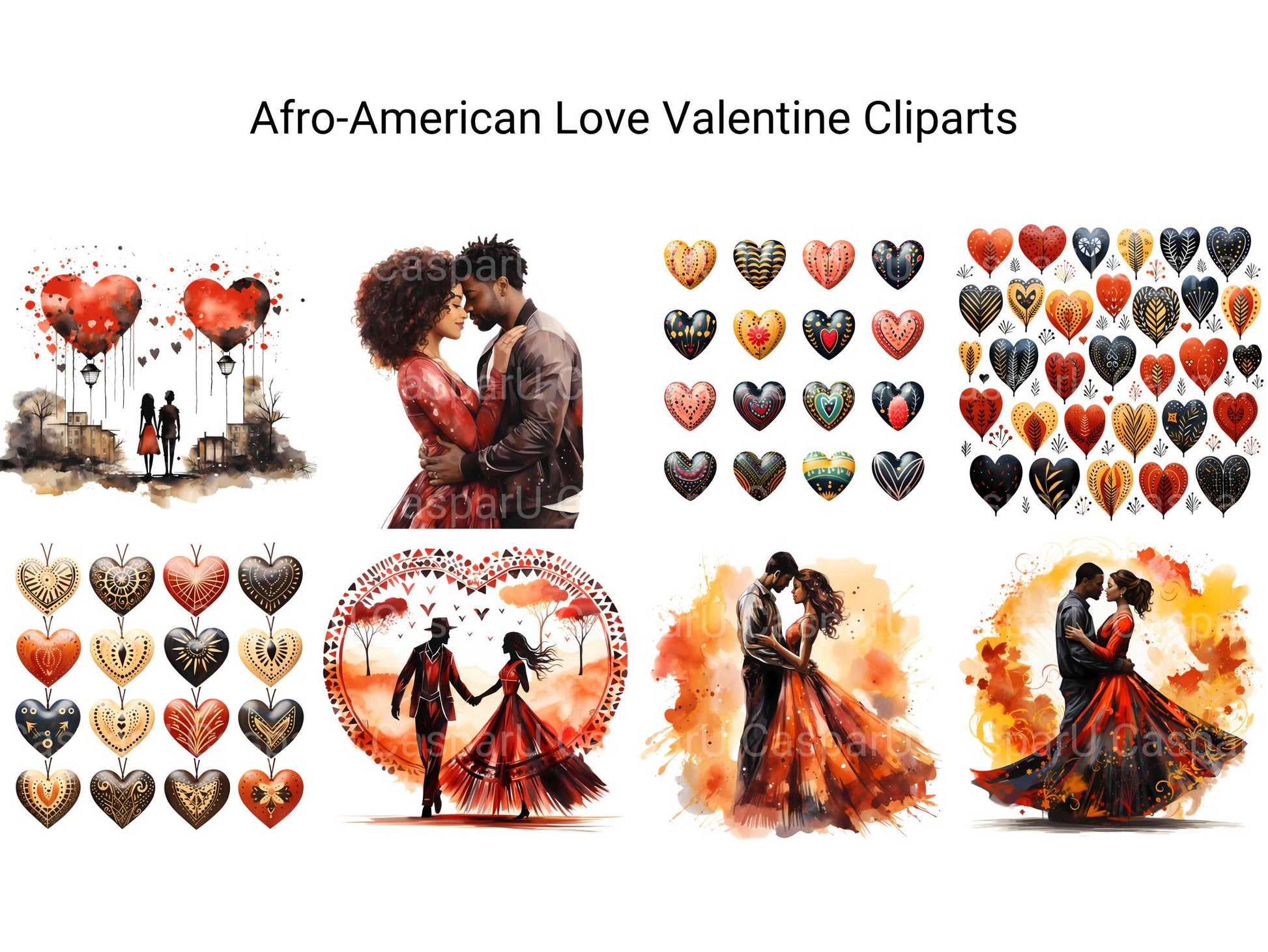 Afro-American Love Valentine Clipart - CraftNest