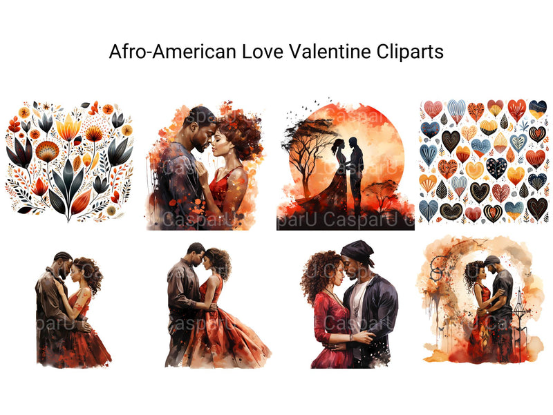 Afro-American Love Valentine Clipart - CraftNest