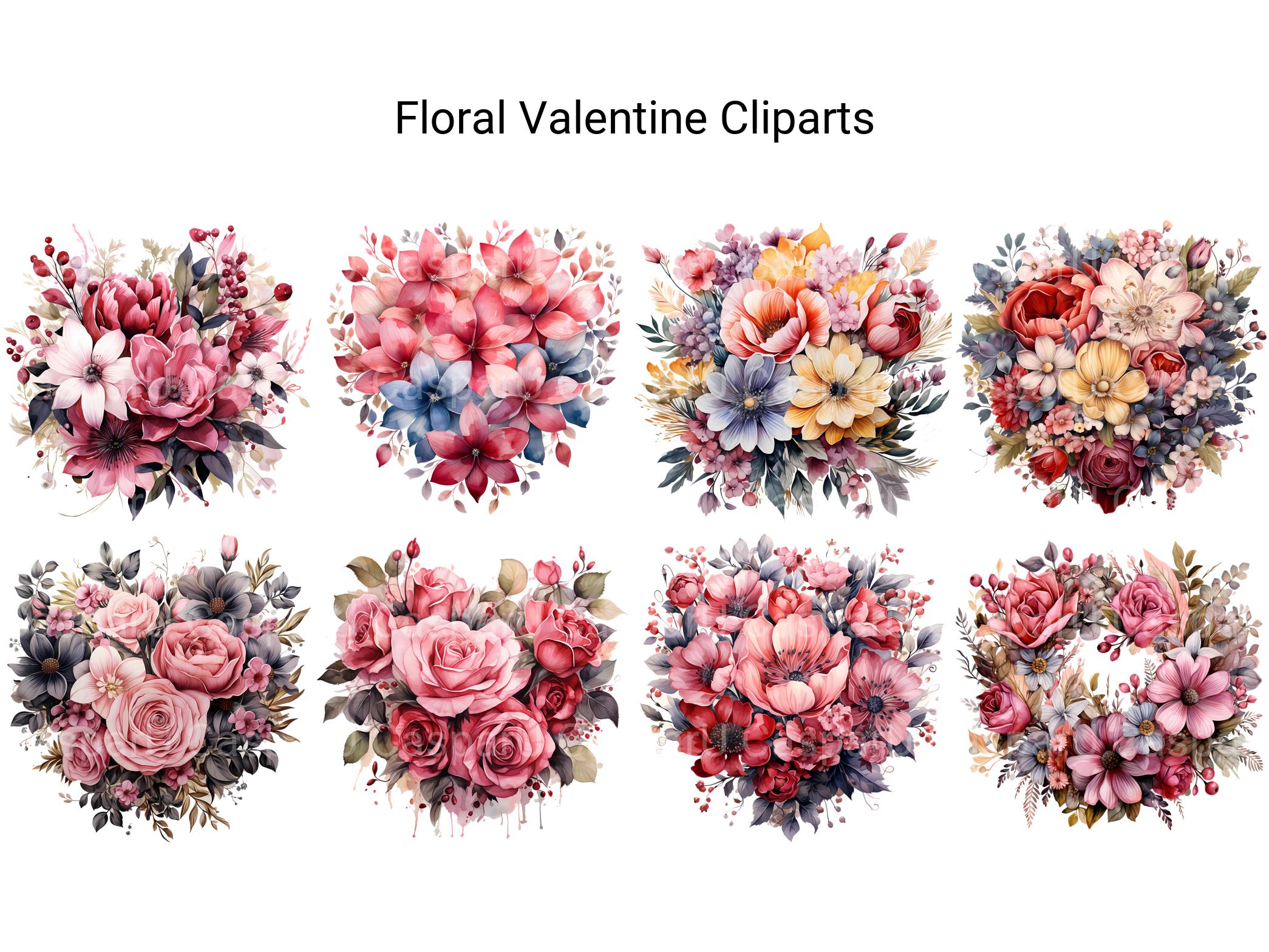 Floral Valentine Clipart - CraftNest