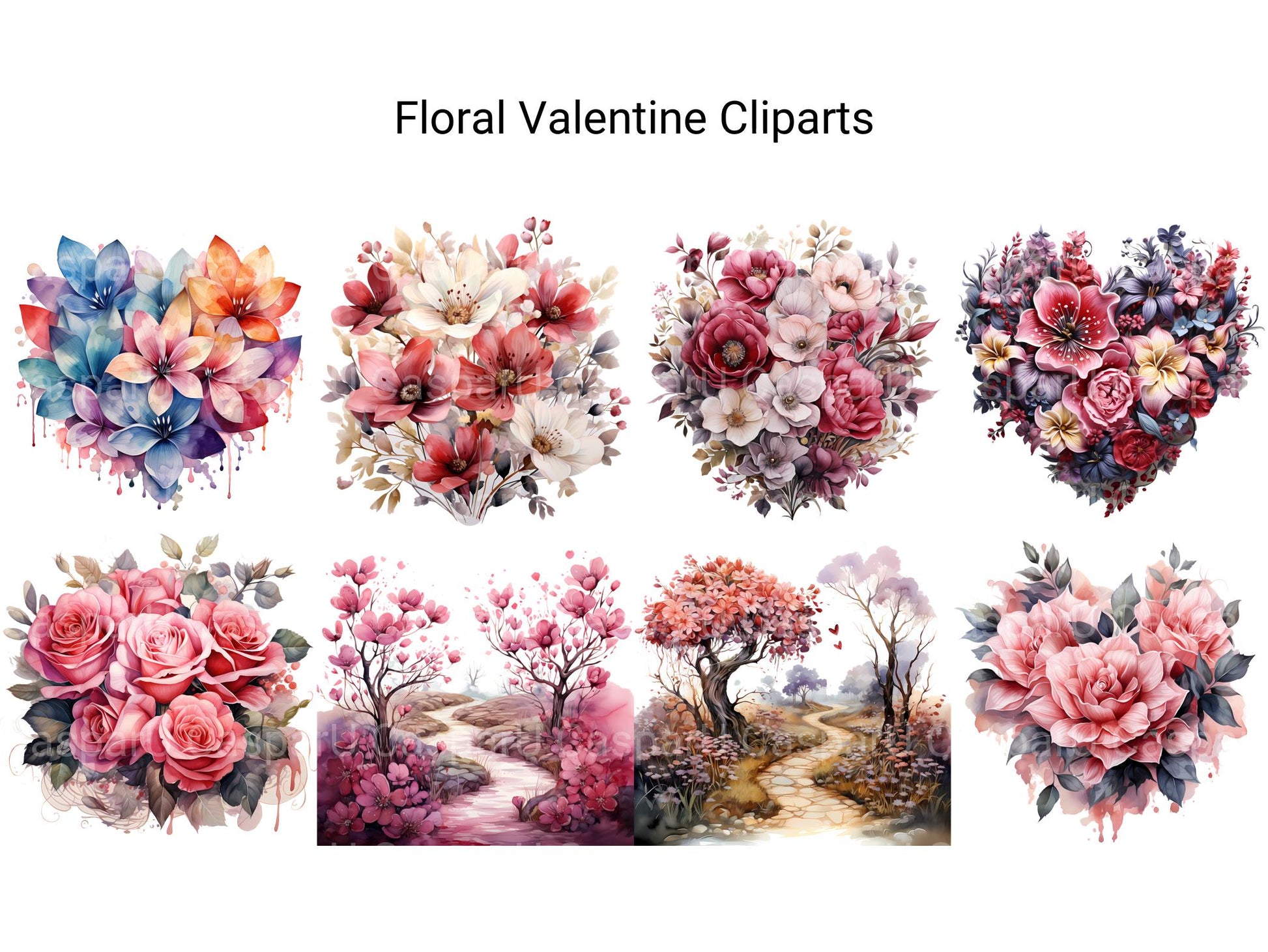 Floral Valentine Clipart - CraftNest