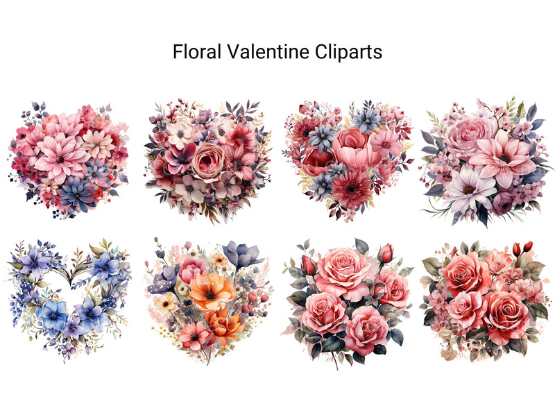 Floral Valentine Clipart - CraftNest