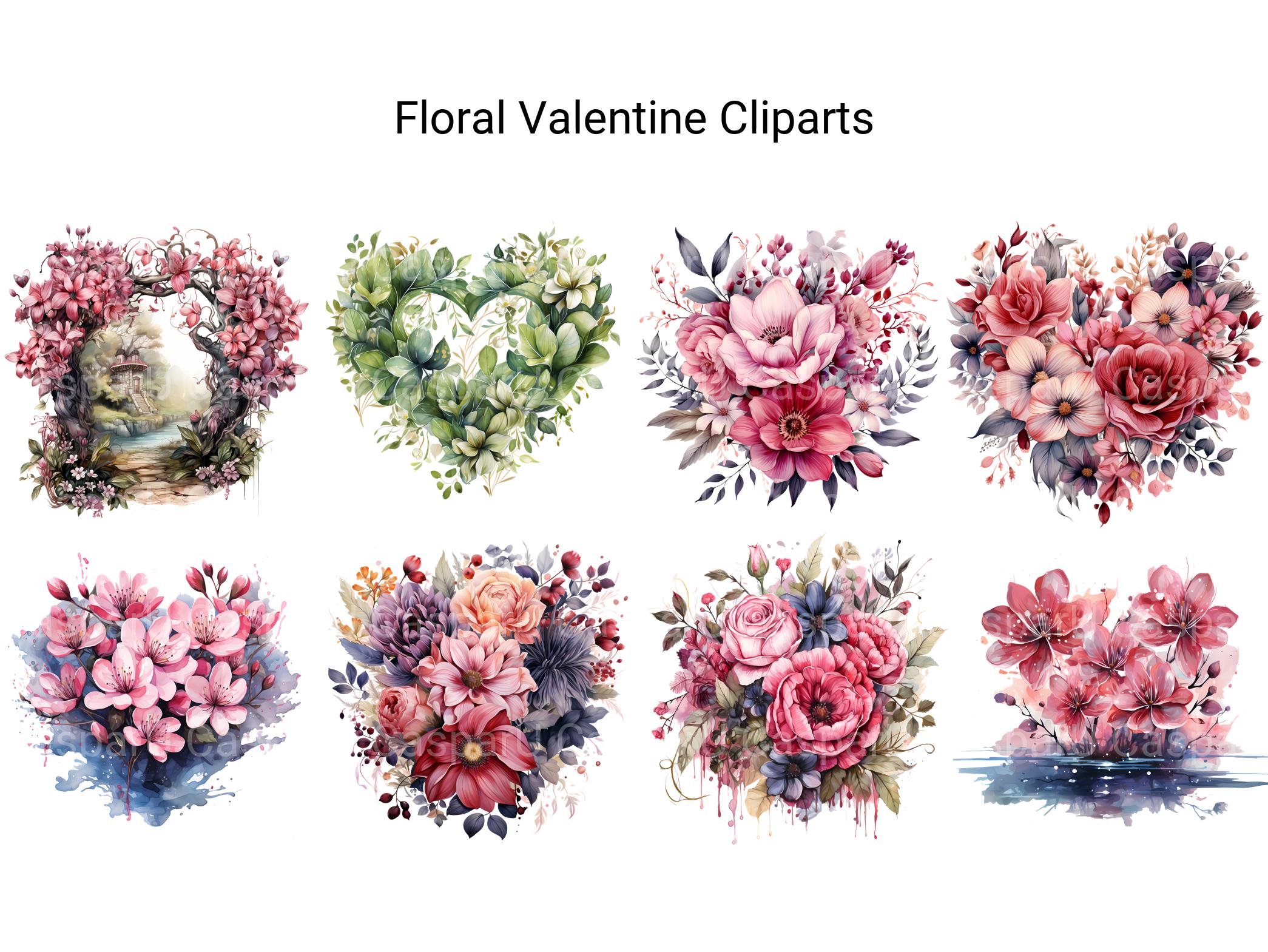 Floral Valentine Clipart - CraftNest