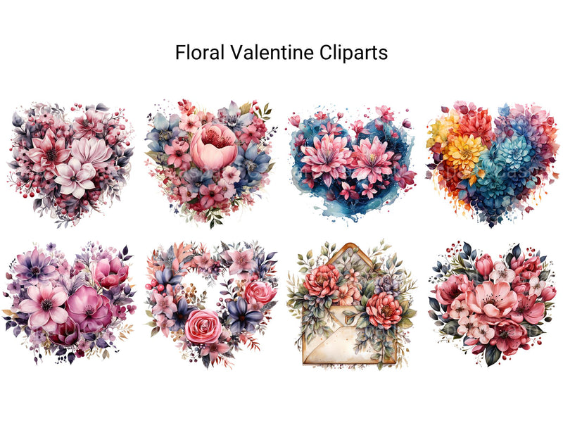 Floral Valentine Clipart - CraftNest