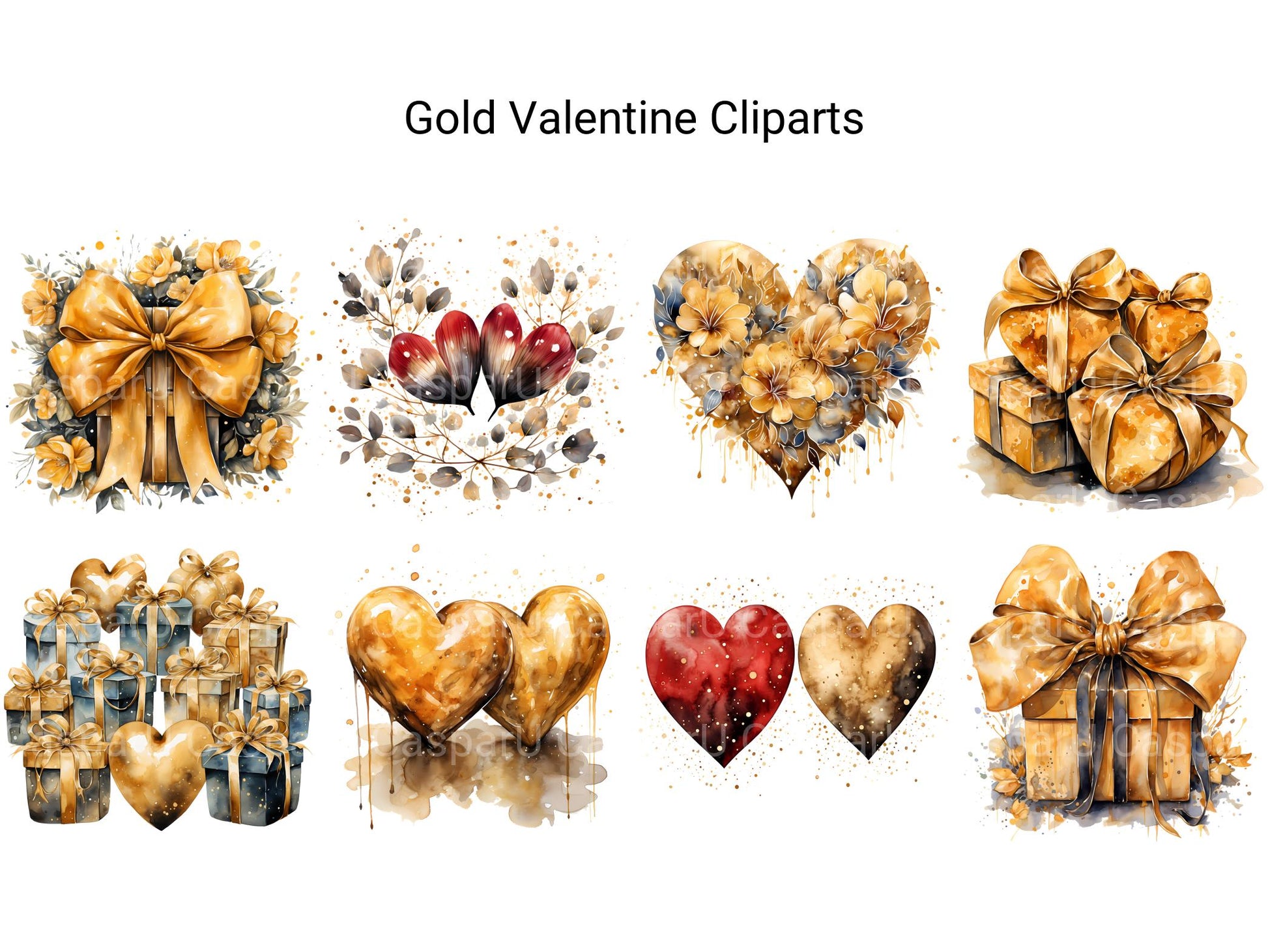 Gold Valentine Clipart - CraftNest