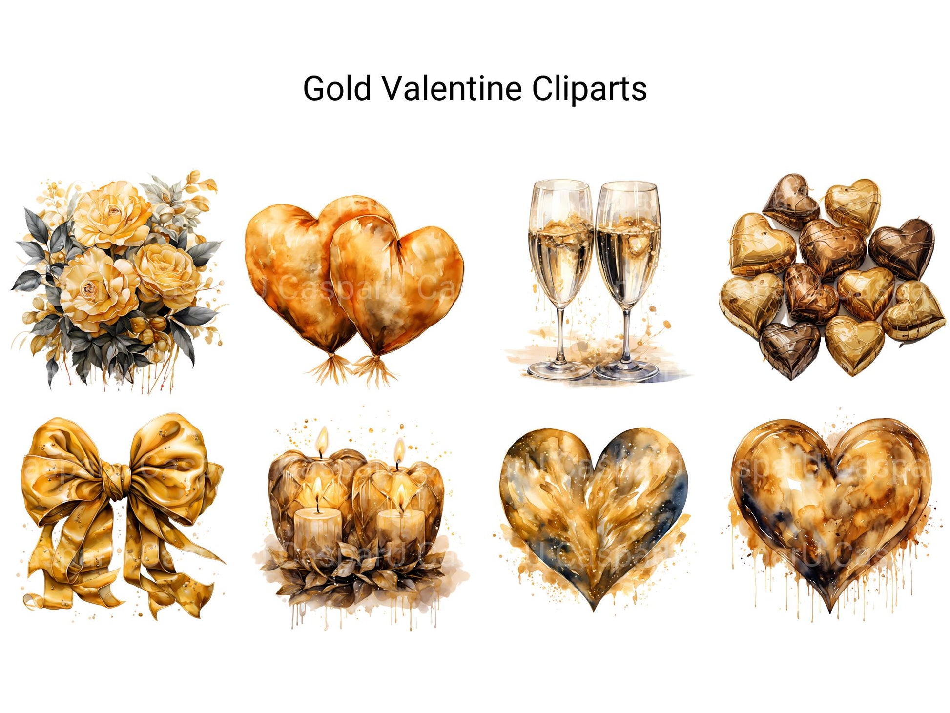 Gold Valentine Clipart - CraftNest