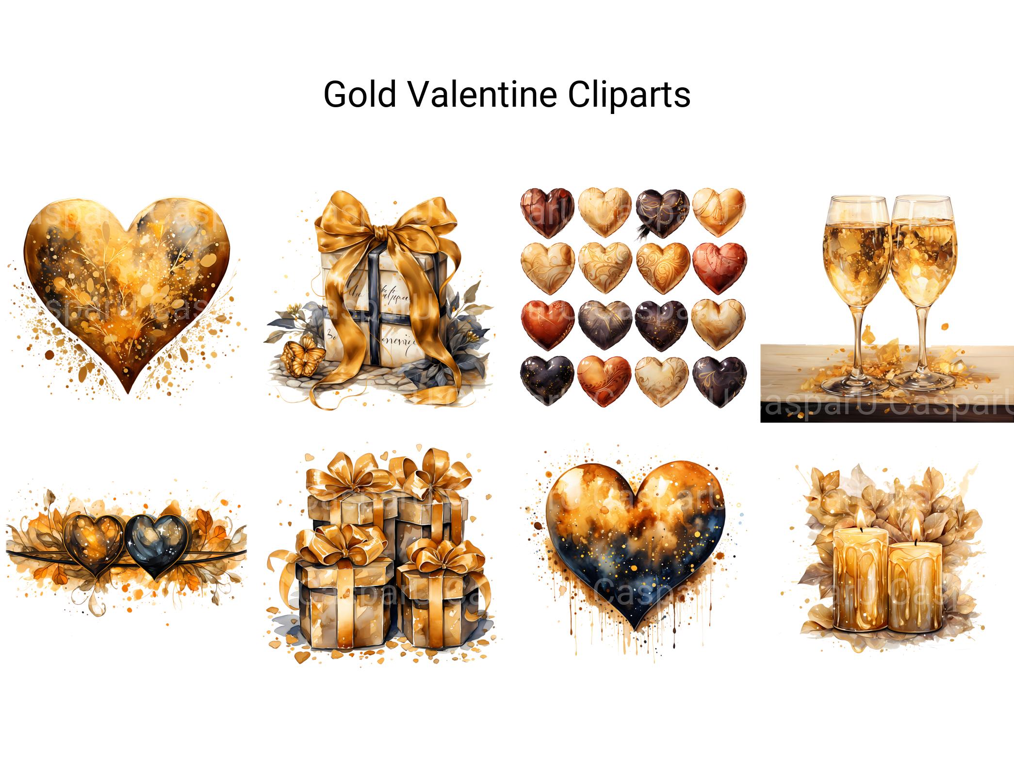 Gold Valentine Clipart - CraftNest