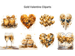 Gold Valentine Clipart - CraftNest