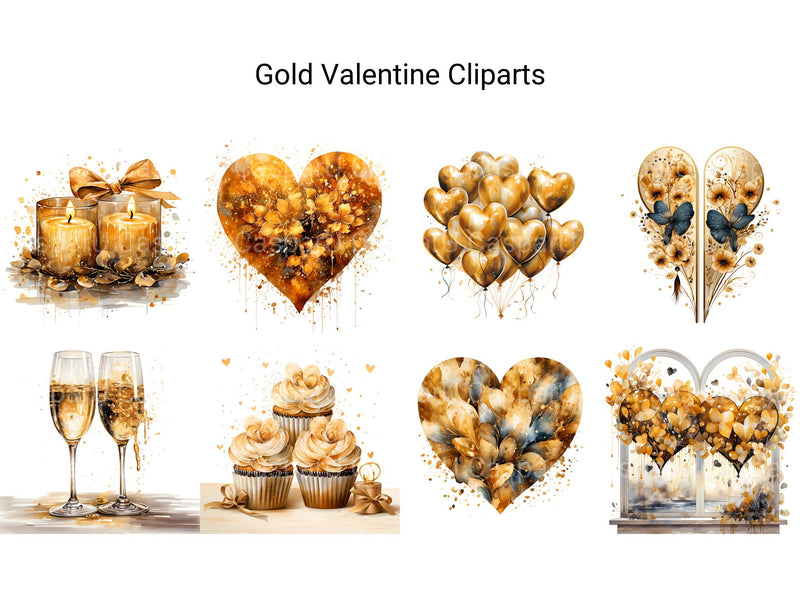 Gold Valentine Clipart - CraftNest