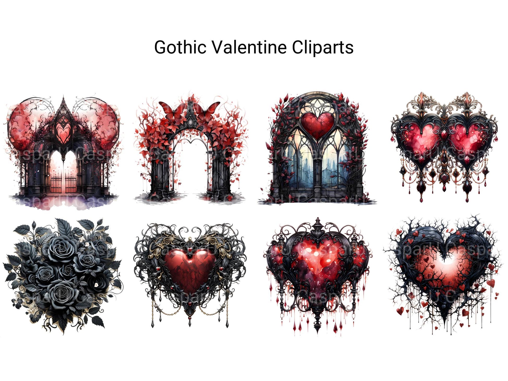 Gothic Valentine Clipart - CraftNest