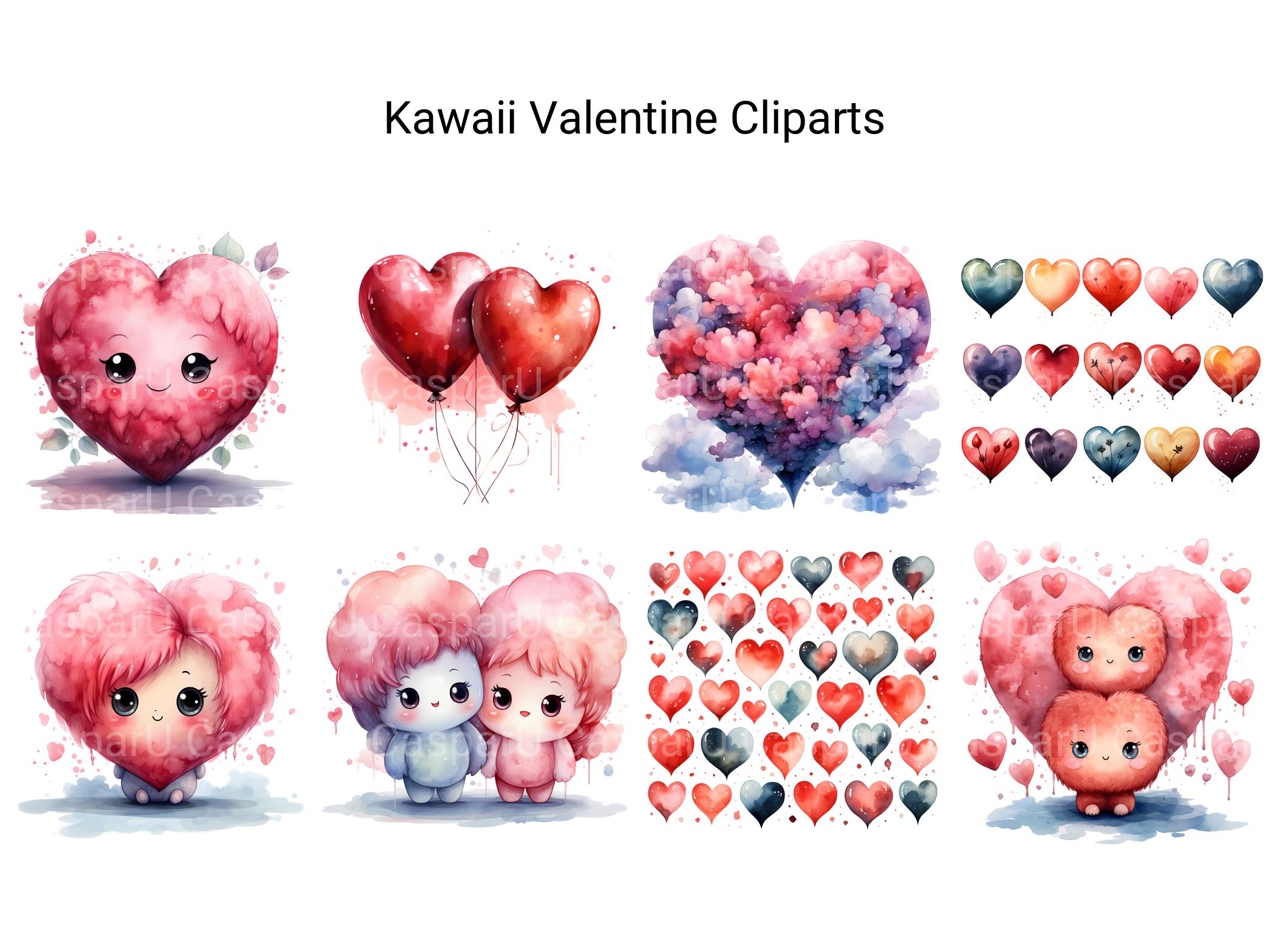 Kawaii Valentine Clipart - CraftNest