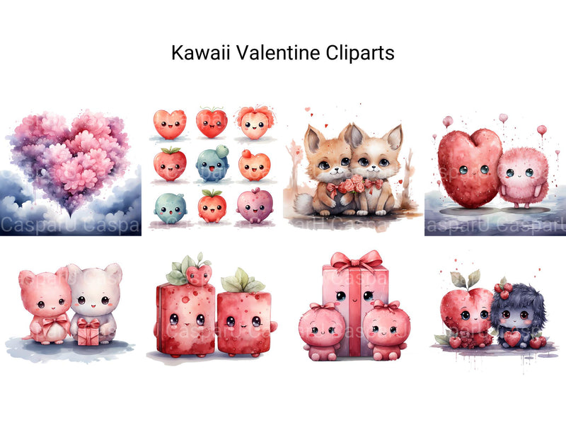 Kawaii Valentine Clipart - CraftNest