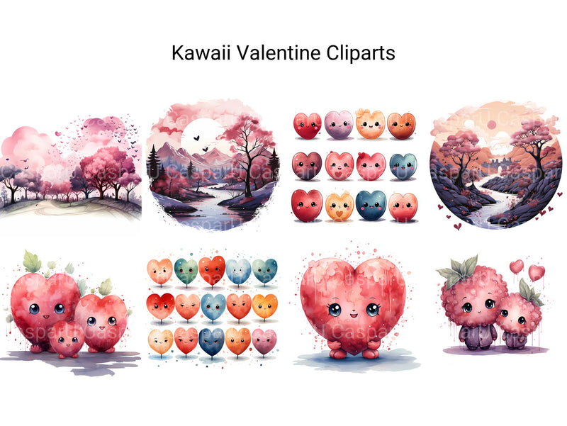 Kawaii Valentine Clipart - CraftNest