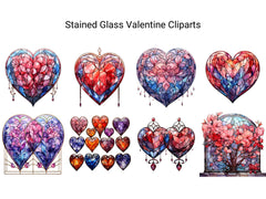 Stained Glass Valentine Clipart - CraftNest