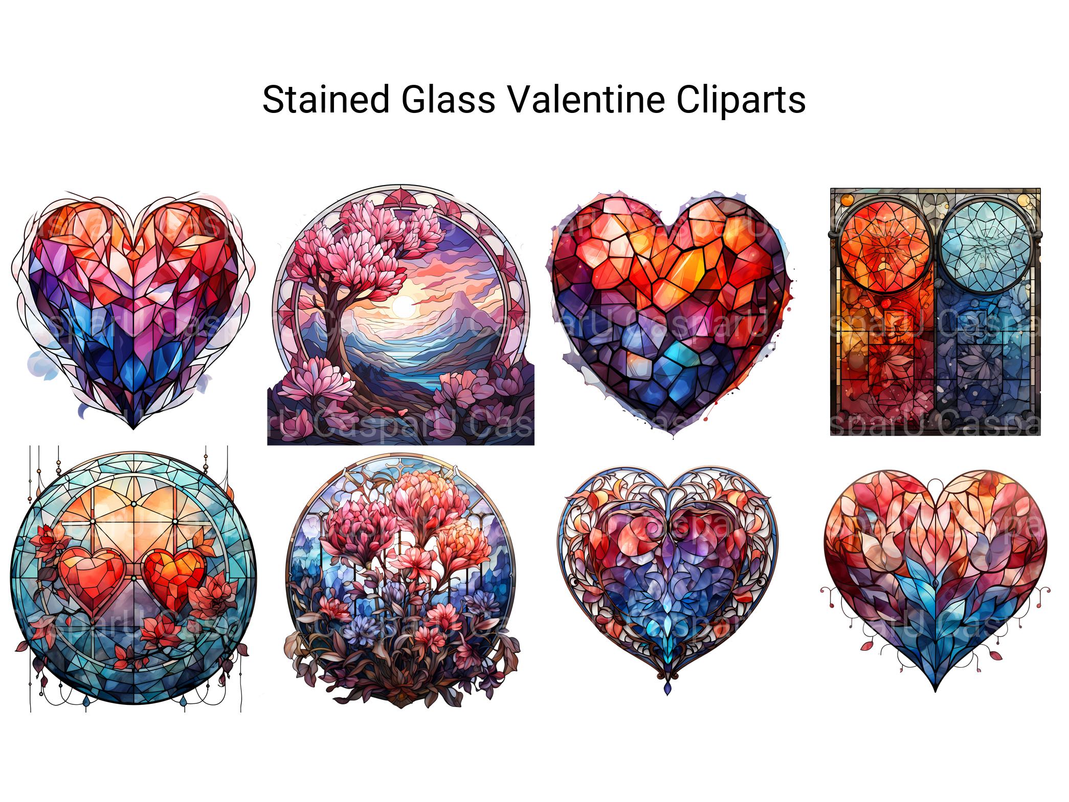 Stained Glass Valentine Clipart - CraftNest