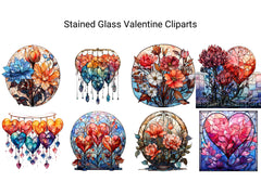 Stained Glass Valentine Clipart - CraftNest