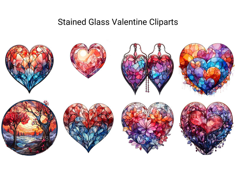 Stained Glass Valentine Clipart - CraftNest