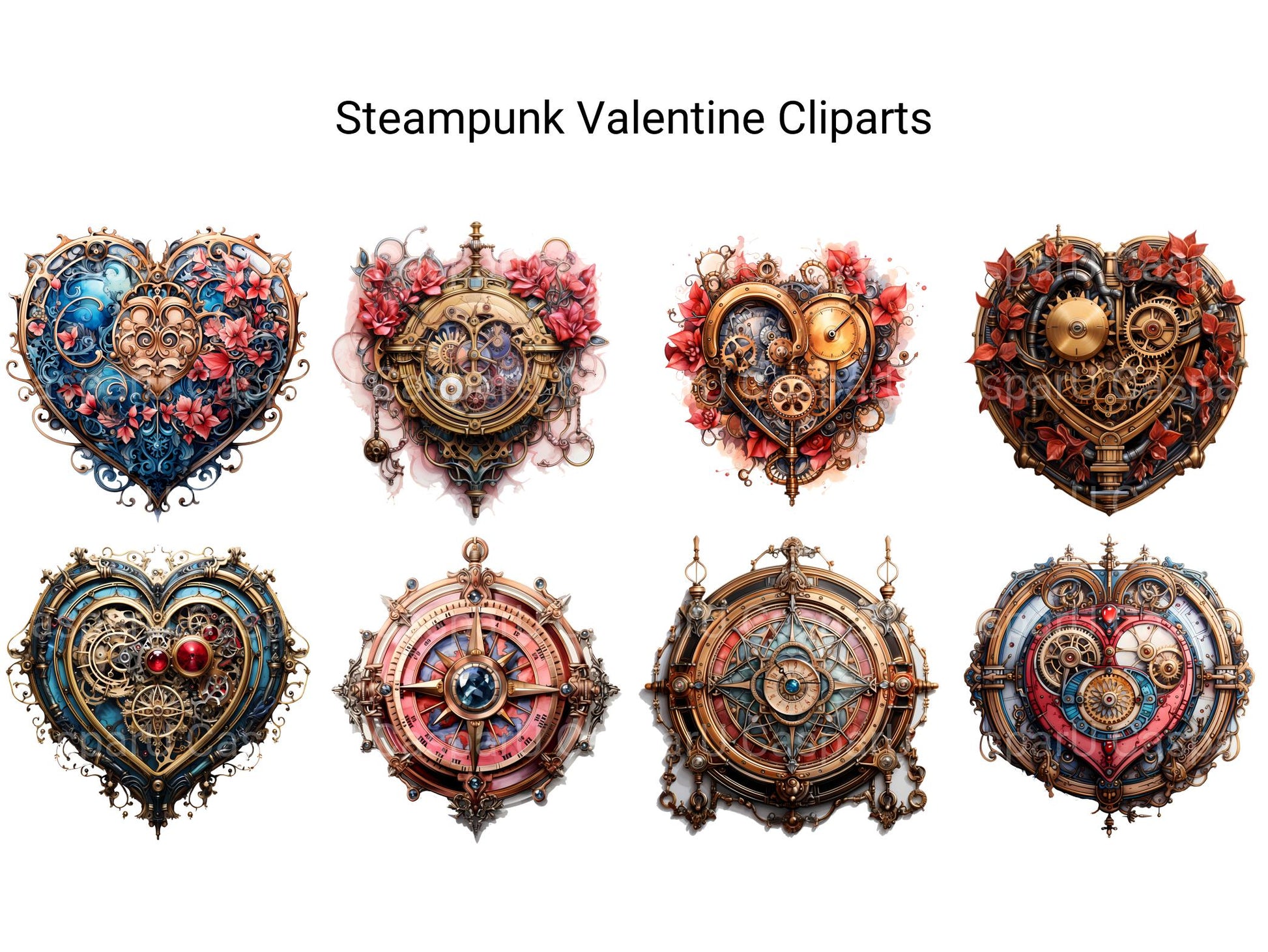 Steampunk Valentine Clipart - CraftNest