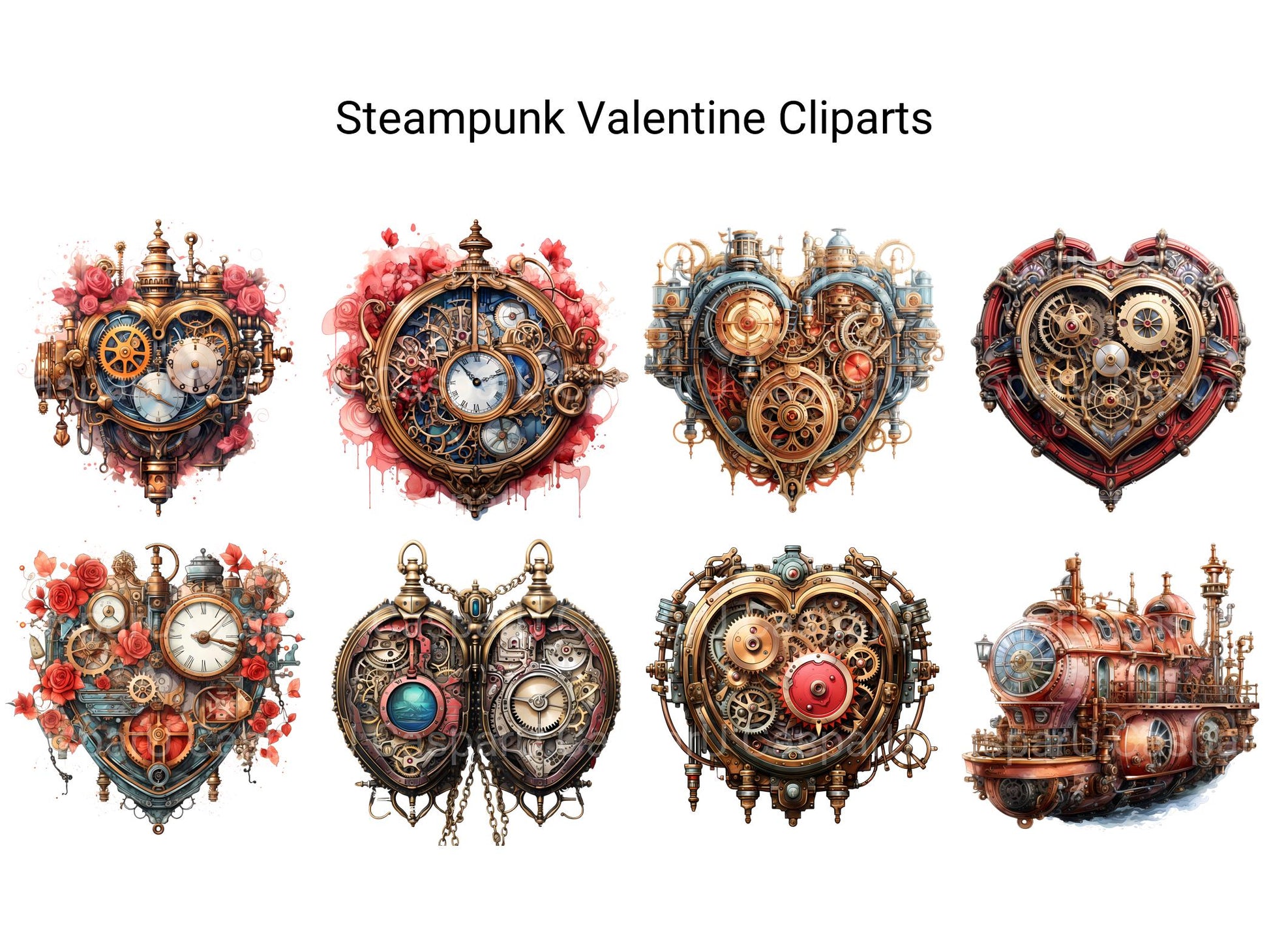 Steampunk Valentine Clipart - CraftNest