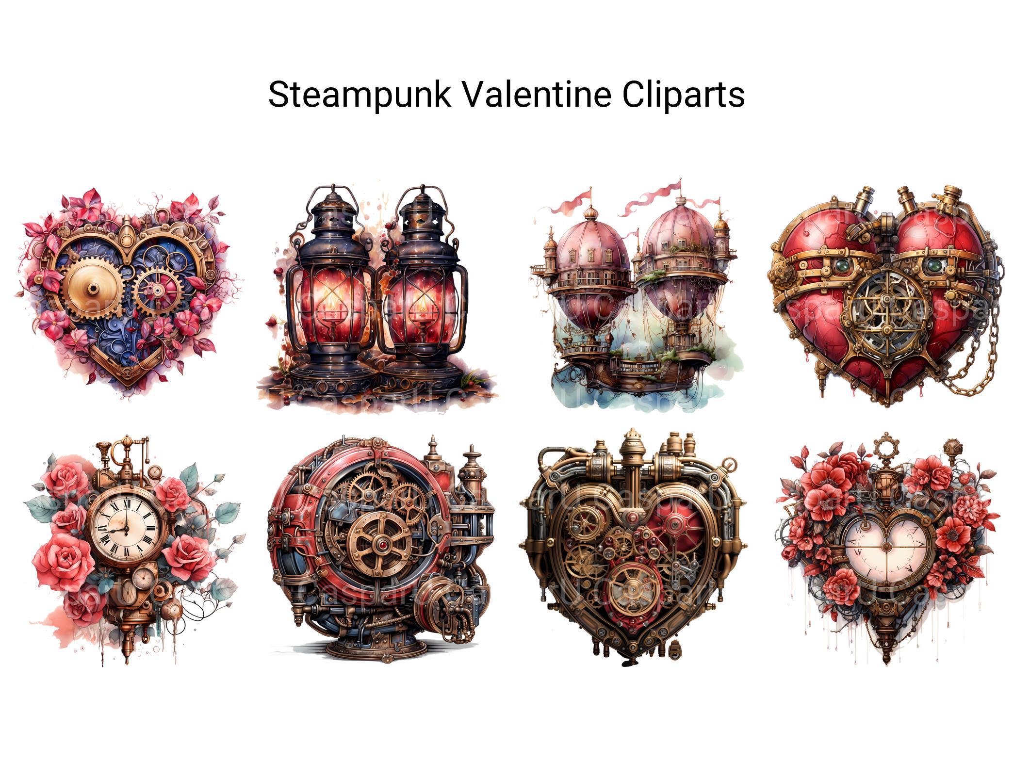 Steampunk Valentine Clipart - CraftNest