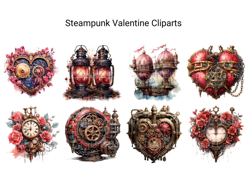 Steampunk Valentine Clipart - CraftNest