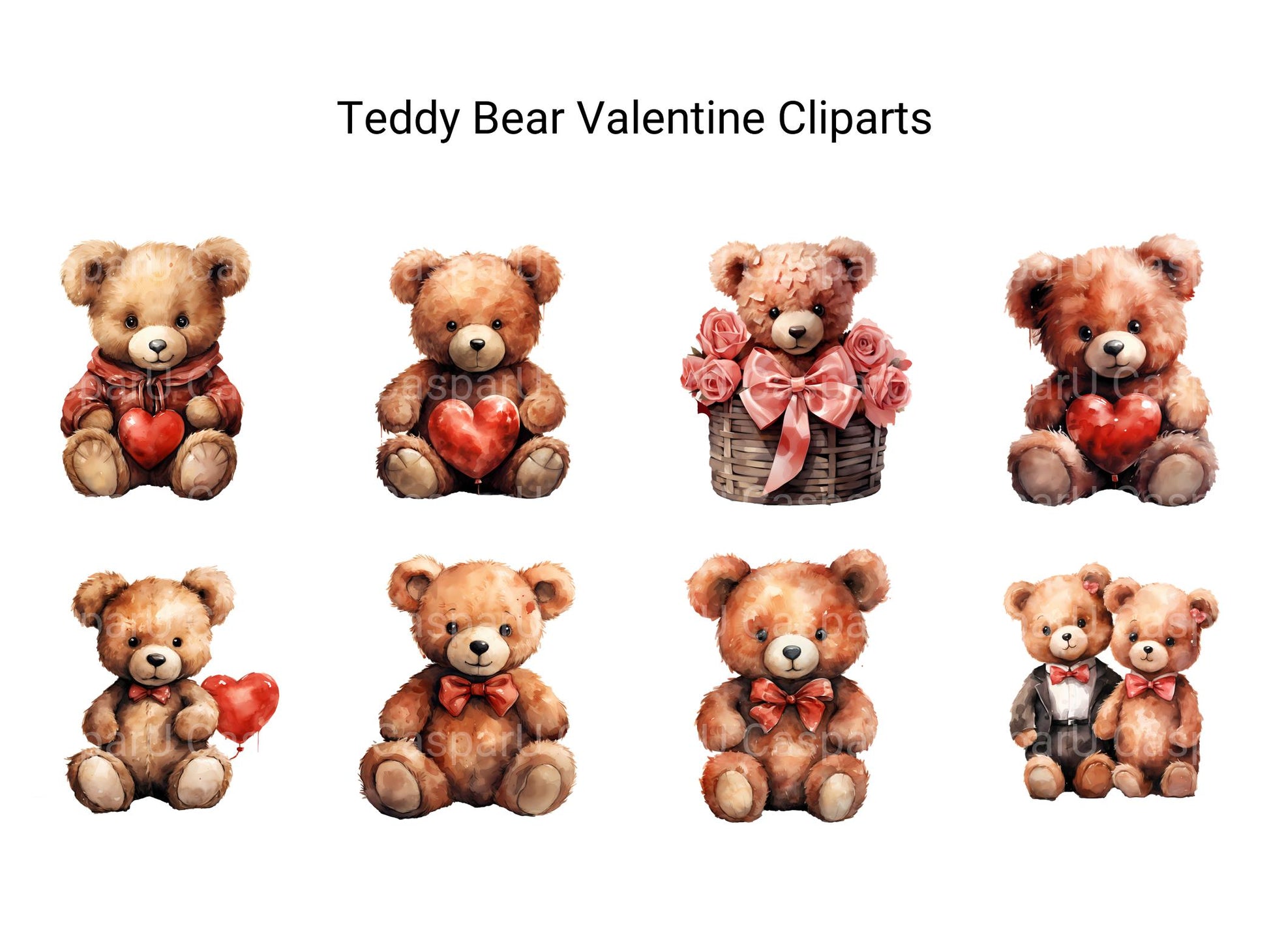 Teddy Bear Valentine Clipart - CraftNest