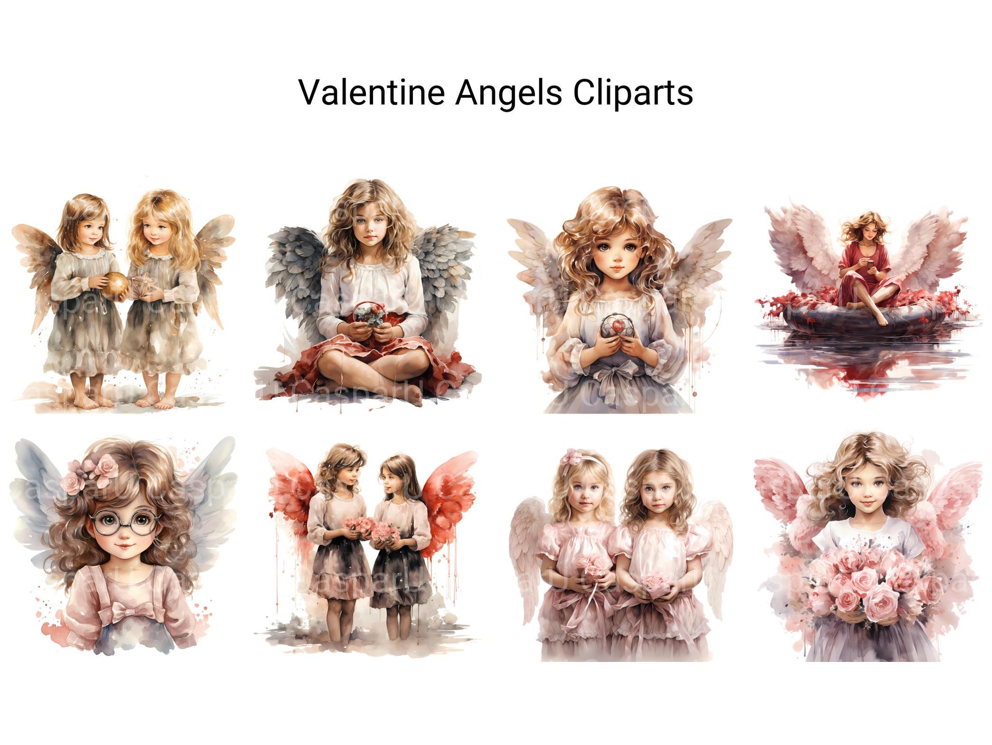 Valentine Angels Clipart - CraftNest