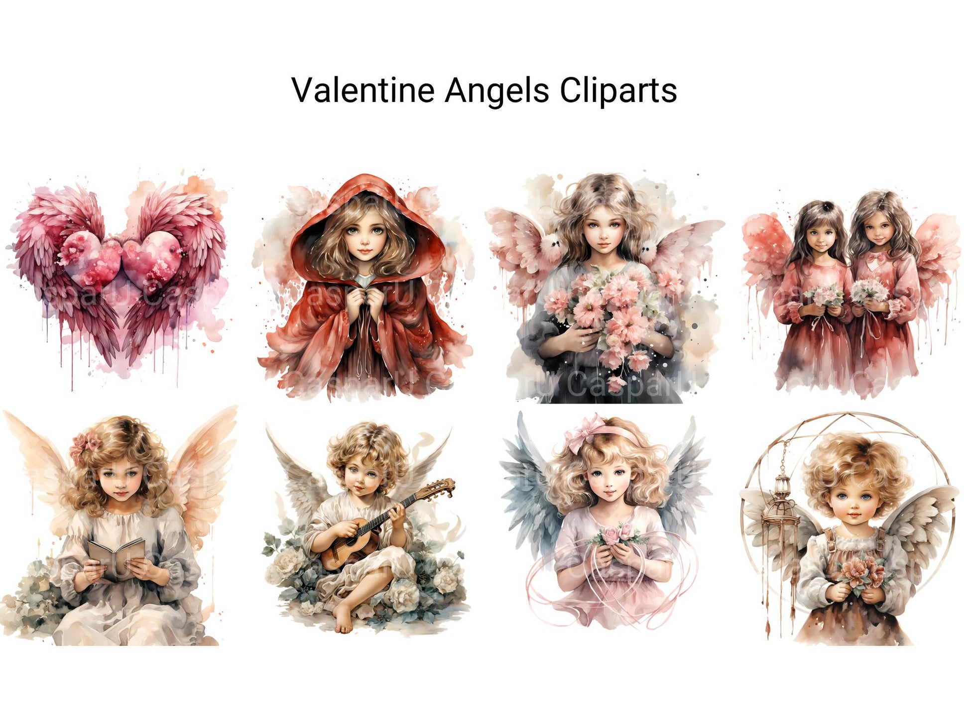 Valentine Angels Clipart - CraftNest