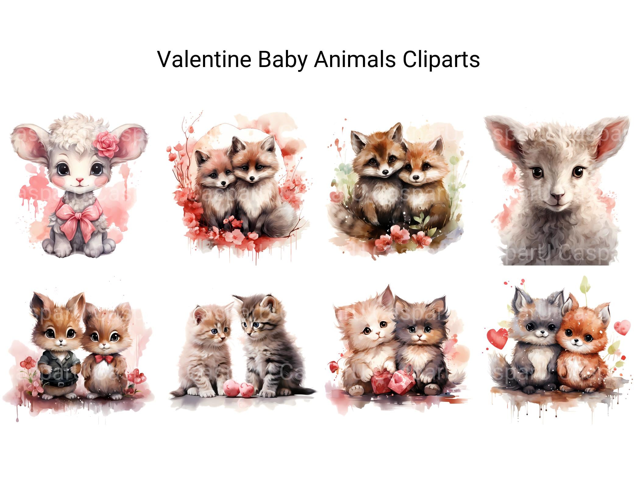 Valentine Baby Animals Clipart - CraftNest