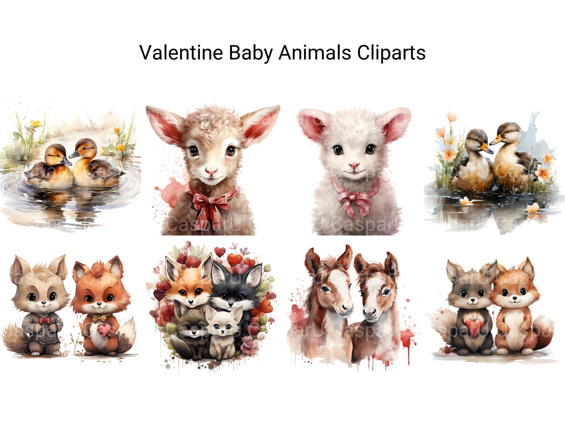 Valentine Baby Animals Clipart - CraftNest