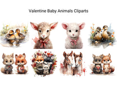 Valentine Baby Animals Clipart - CraftNest