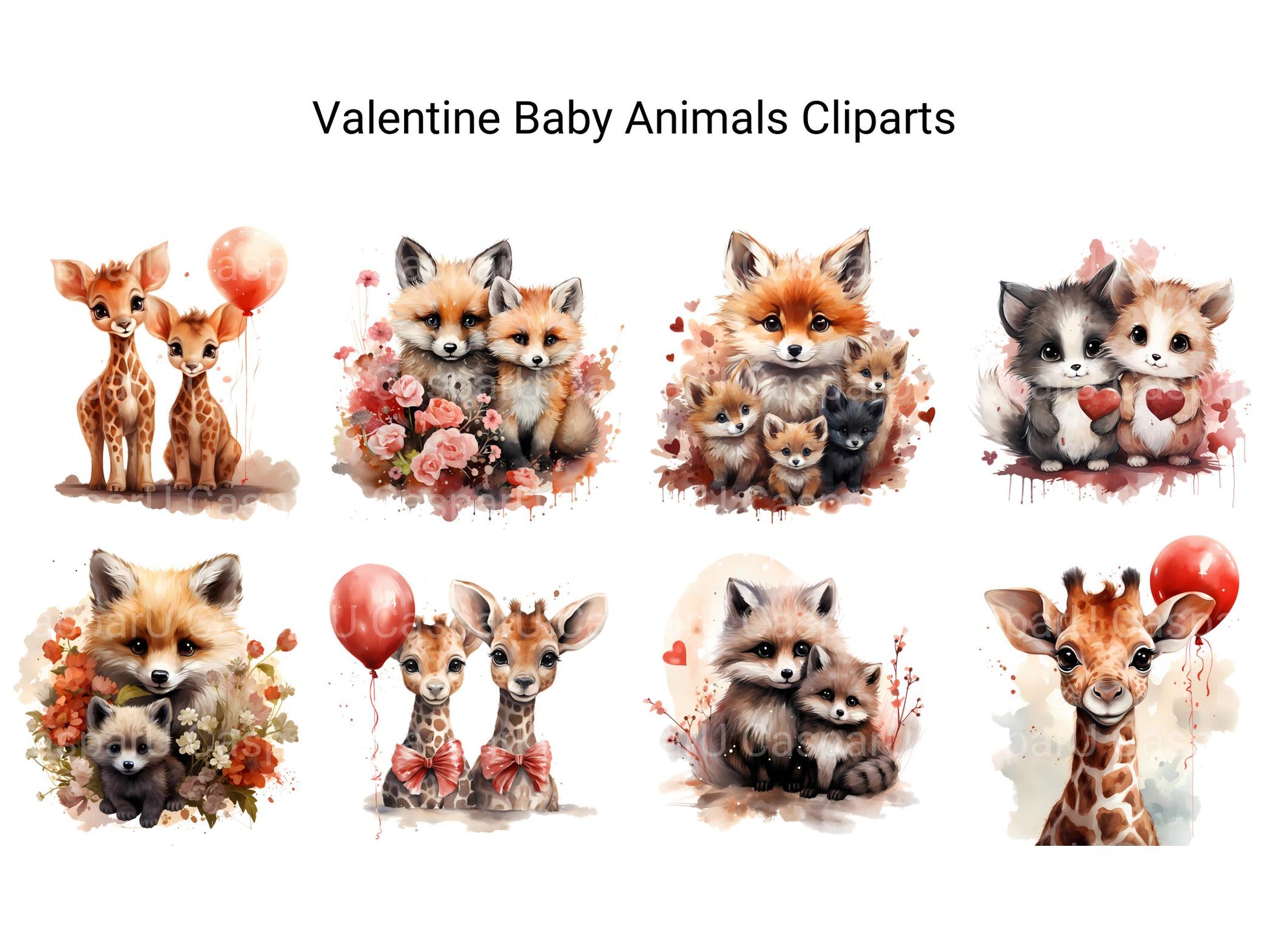 Valentine Baby Animals Clipart - CraftNest