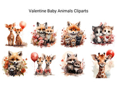 Valentine Baby Animals Clipart - CraftNest