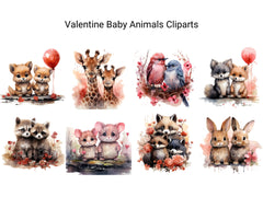 Valentine Baby Animals Clipart - CraftNest