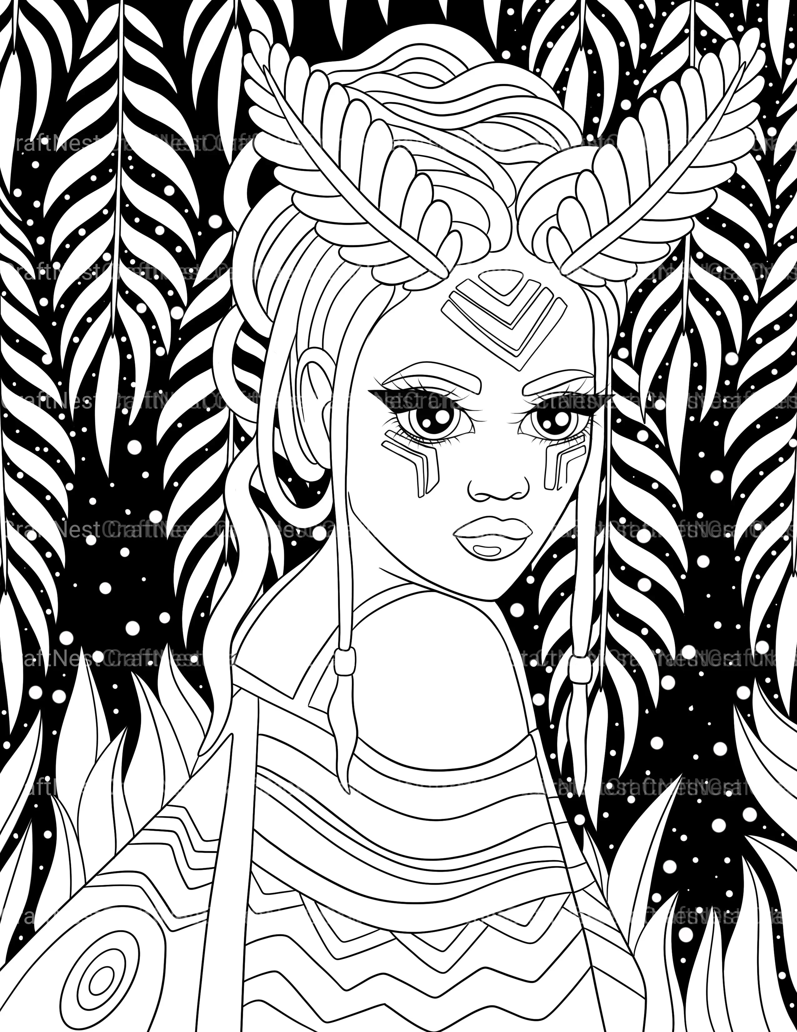 Midnight African Girl Coloring Book - CraftNest - Digital Crafting and Art