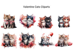 Valentine Cats Clipart - CraftNest