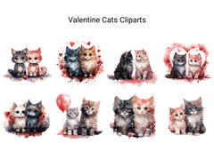 Valentine Cats Clipart - CraftNest