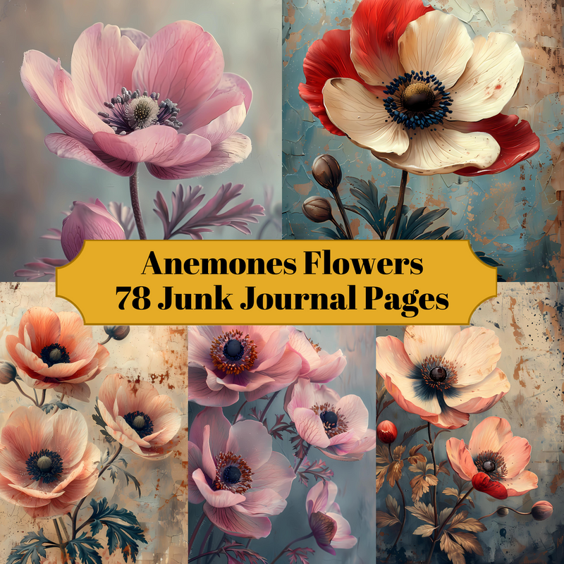 Anemones Flowers Junk Journal Pages - CraftNest