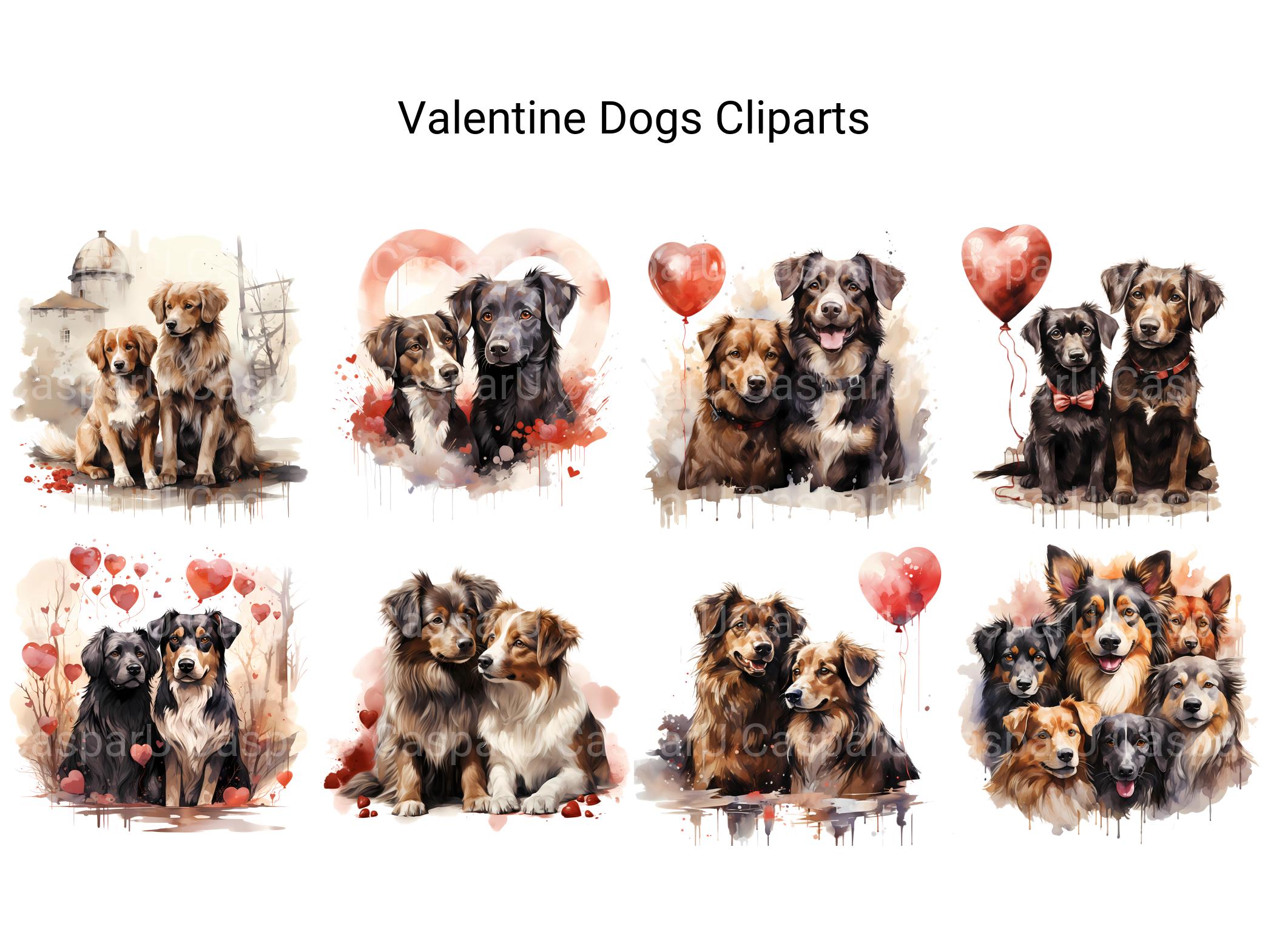 Valentine Dogs Clipart - CraftNest