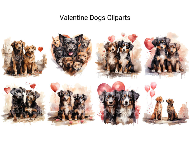 Valentine Dogs Clipart - CraftNest