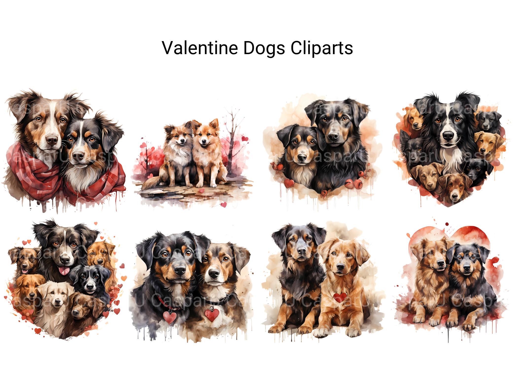 Valentine Dogs Clipart - CraftNest