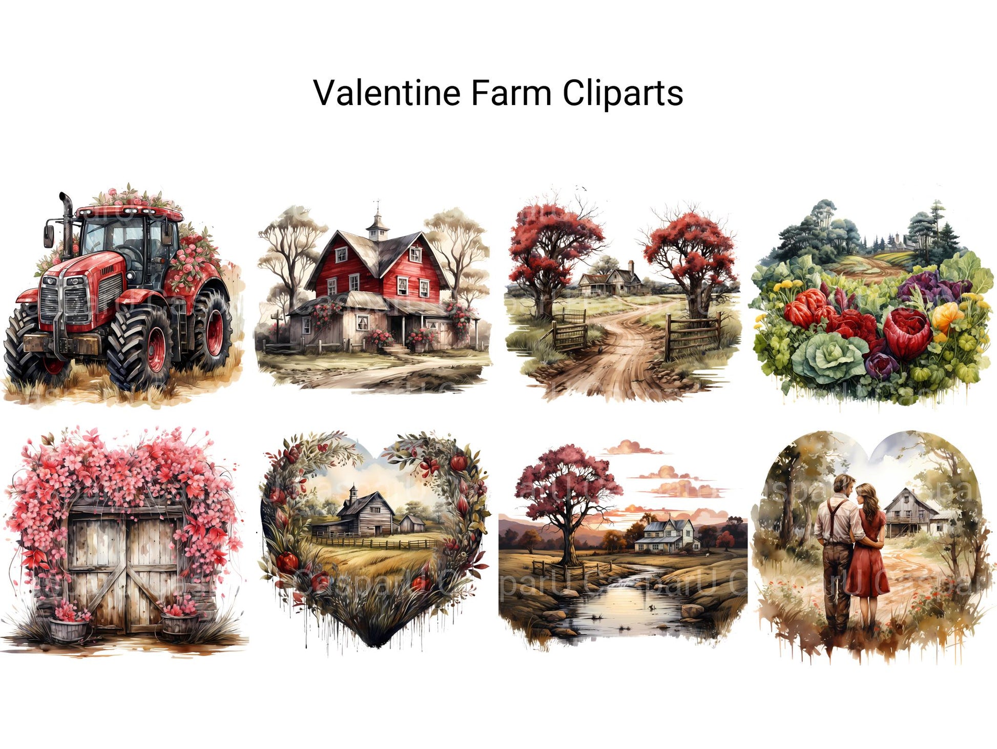 Valentine Farm Clipart - CraftNest