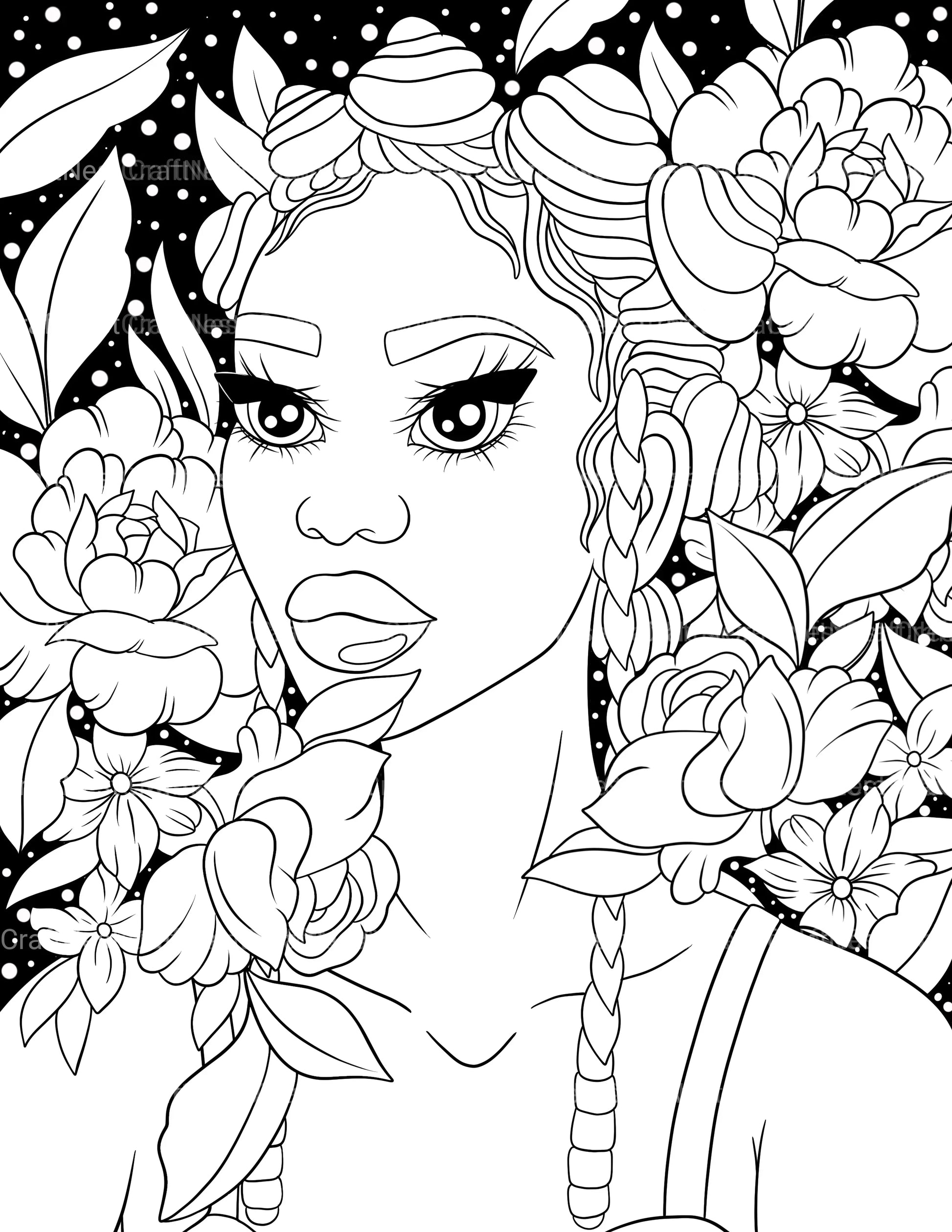 Midnight African Girl Coloring Book - CraftNest - Digital Crafting and Art