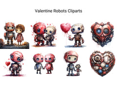 Valentine Robots Clipart - CraftNest