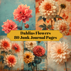 Dahlias Flowers Junk Journal Pages - CraftNest